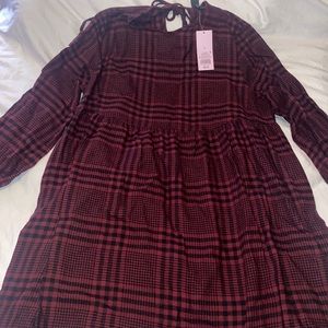 Black and red plaid dress